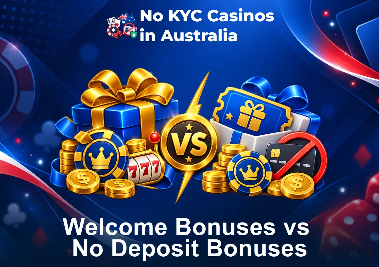 Welcome bonuses vs no deposit bonuses with casino rewards and bonus offers.
