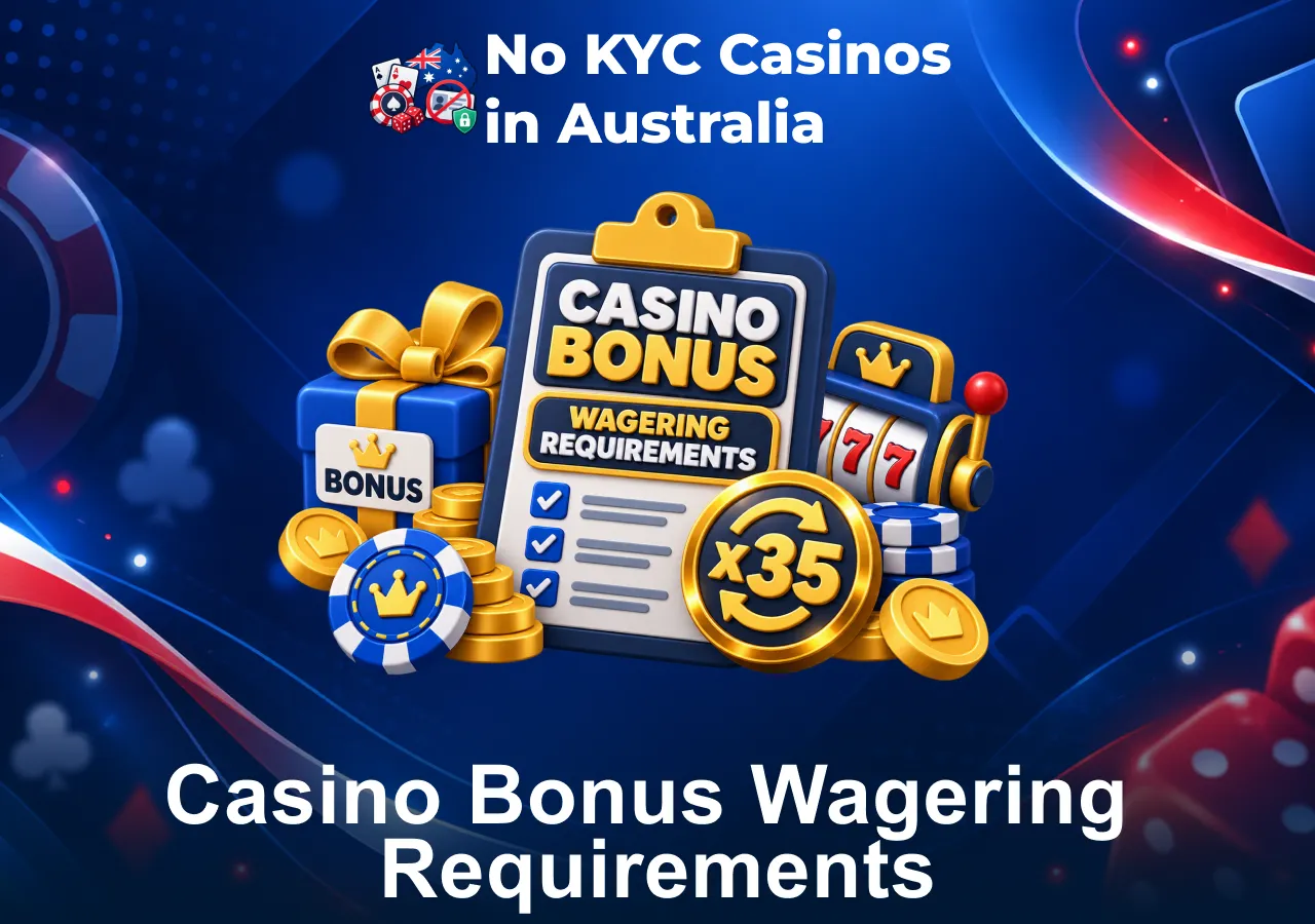 Casino bonus wagering requirements with a 35x playthrough condition and casino rewards.