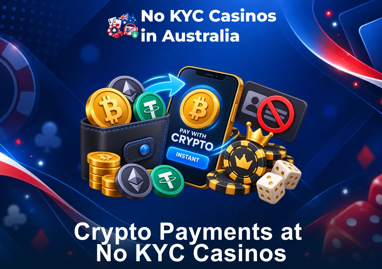 Crypto payments at No KYC casinos using Bitcoin, Ethereum and other cryptocurrencies.